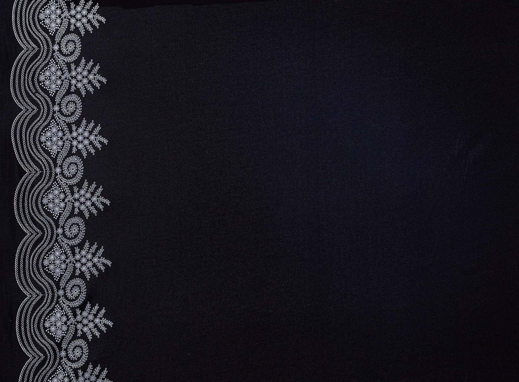 BLACK | 25084 - STREAM METALLIC EMBROIDERY SINGLE SCUBA CREPE - Zelouf Fabrics