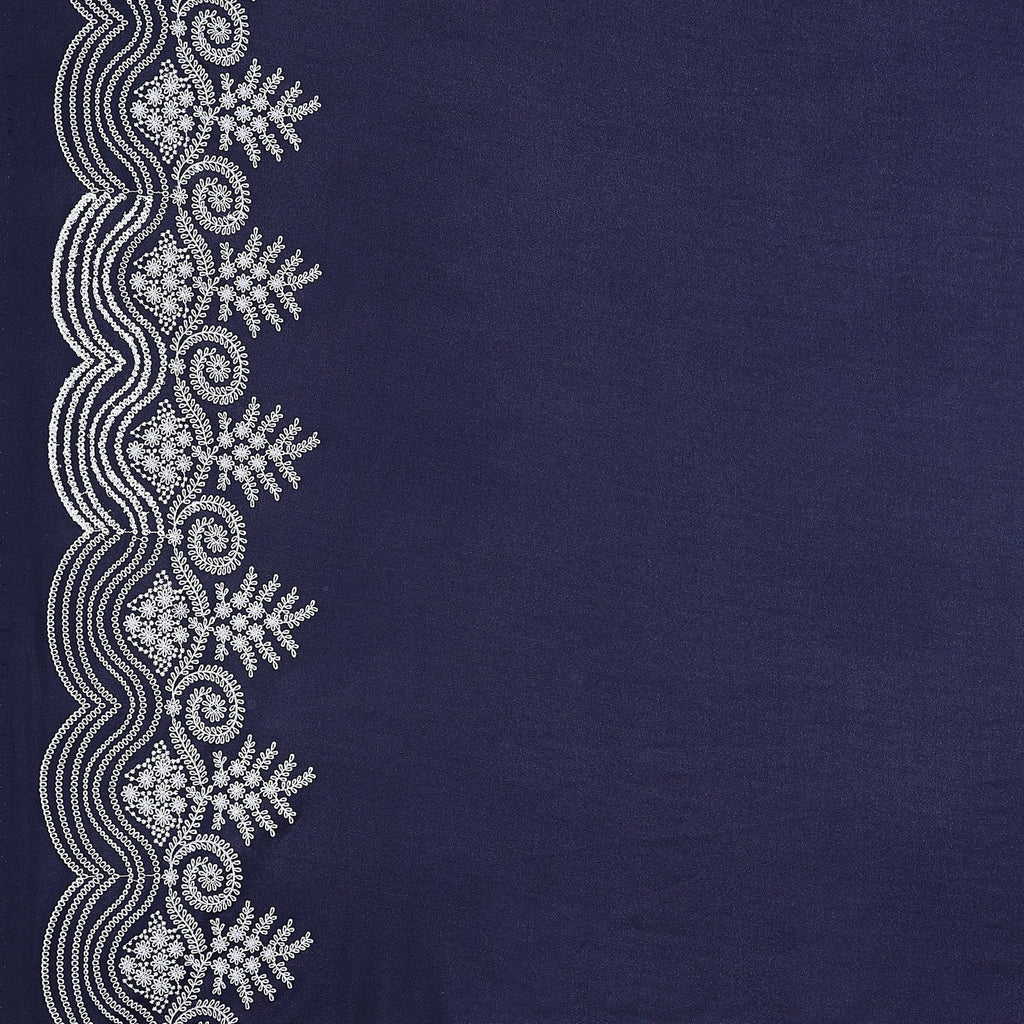 STREAM METALLIC EMBROIDERY SINGLE SCUBA CREPE  | 25084  - Zelouf Fabrics