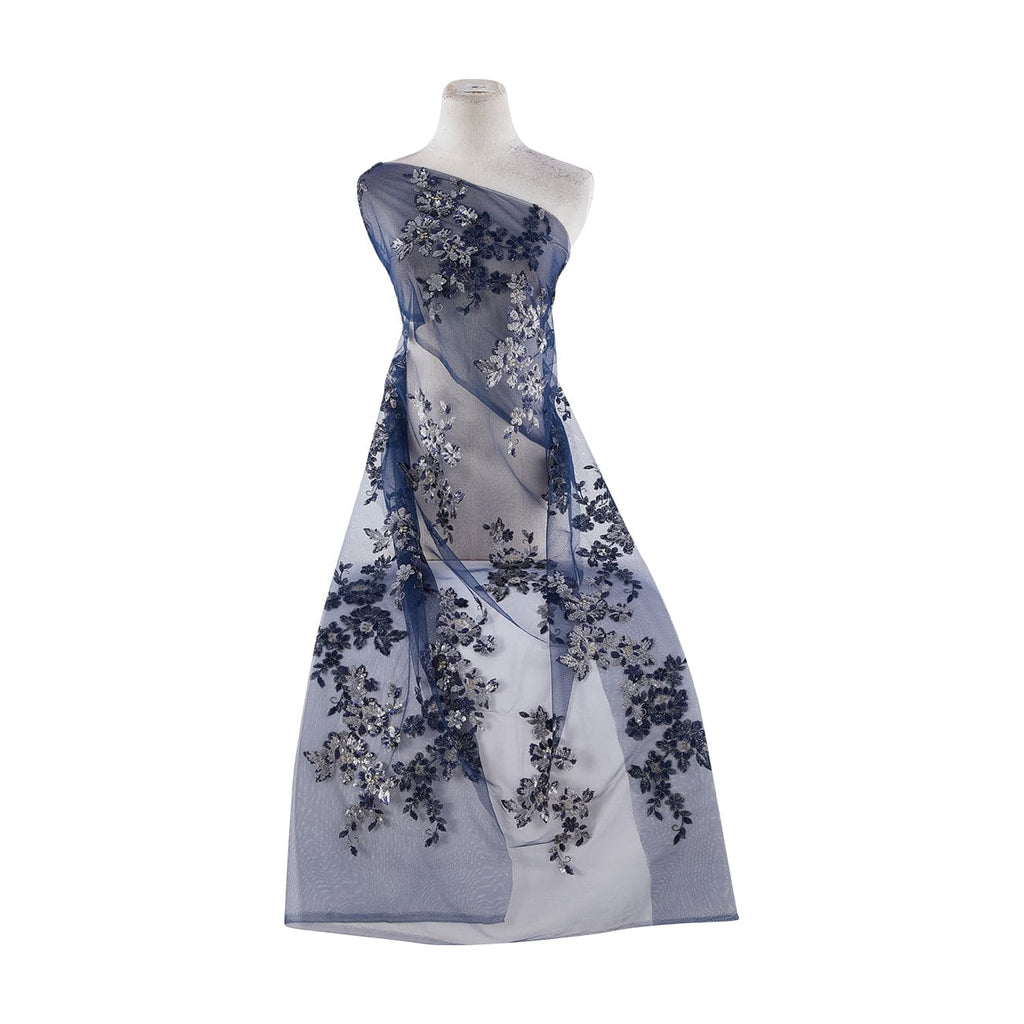 HADID SEQUENCE FLOWER MESH  | 25090 NAVY - Zelouf Fabrics