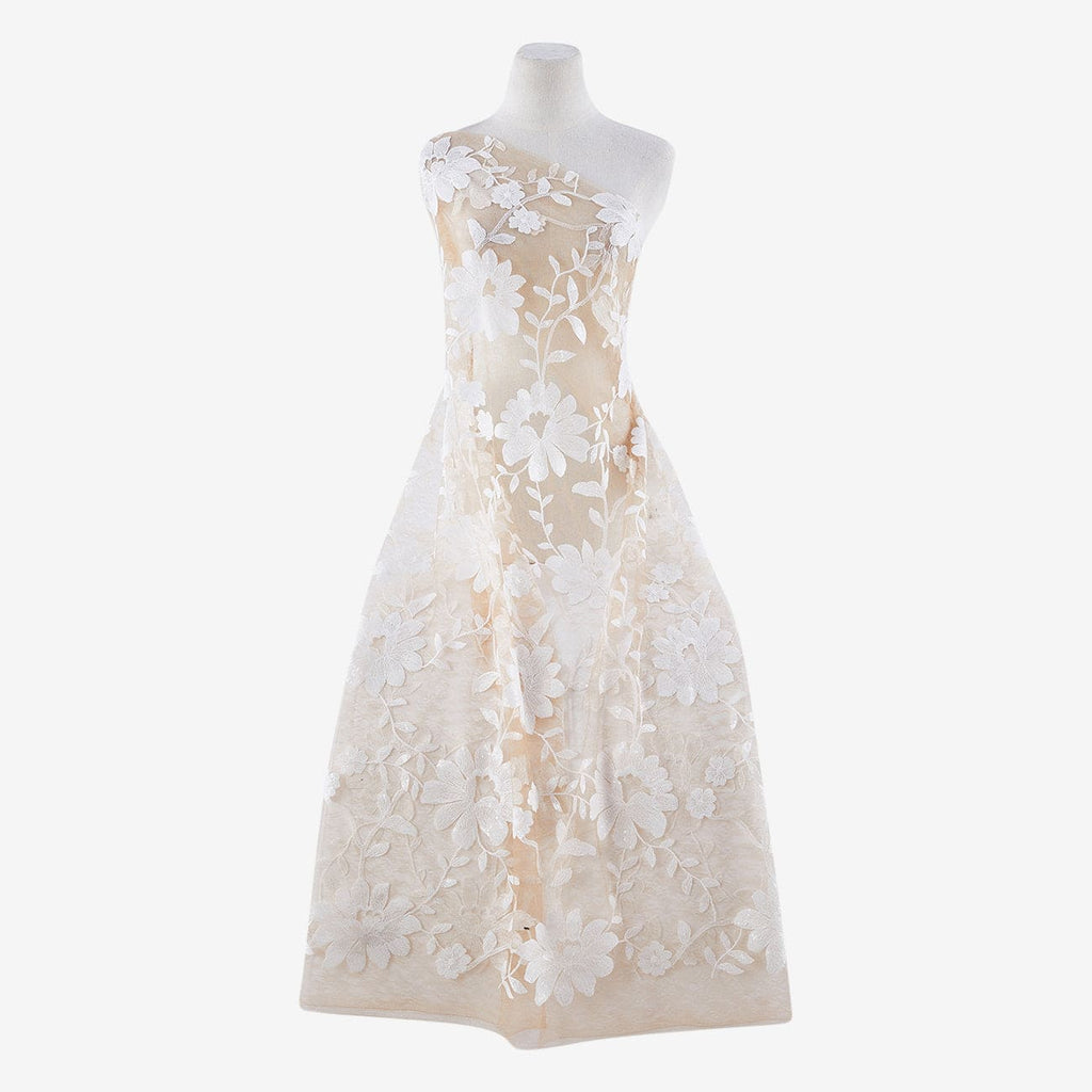 WHITE COMBO | 25093 - VENUS EMBROIDERY SEQUIN LACE MESH - Zelouf Fabrics