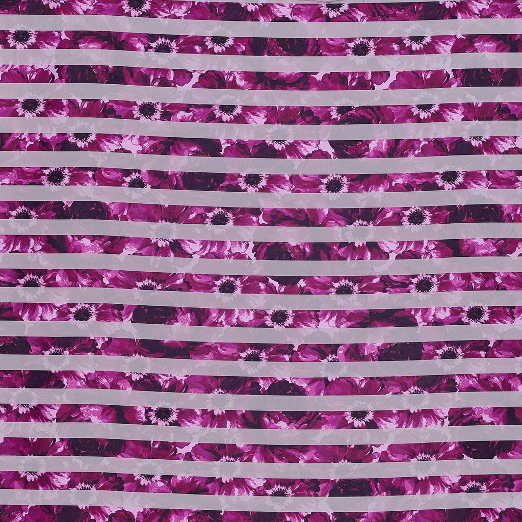 ORCHID TONAL | 25094-G09DP - DELORA FLORAL PRINT MIKADO STRIPE - Zelouf Fabrics