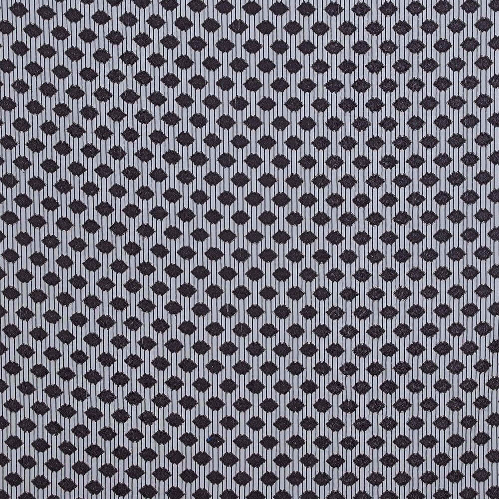 BLACK/SILVER | 25103 - TRIBECA CLIPPED DIAMOND STRIPE W/FOIL OUTLINE - Zelouf Fabrics