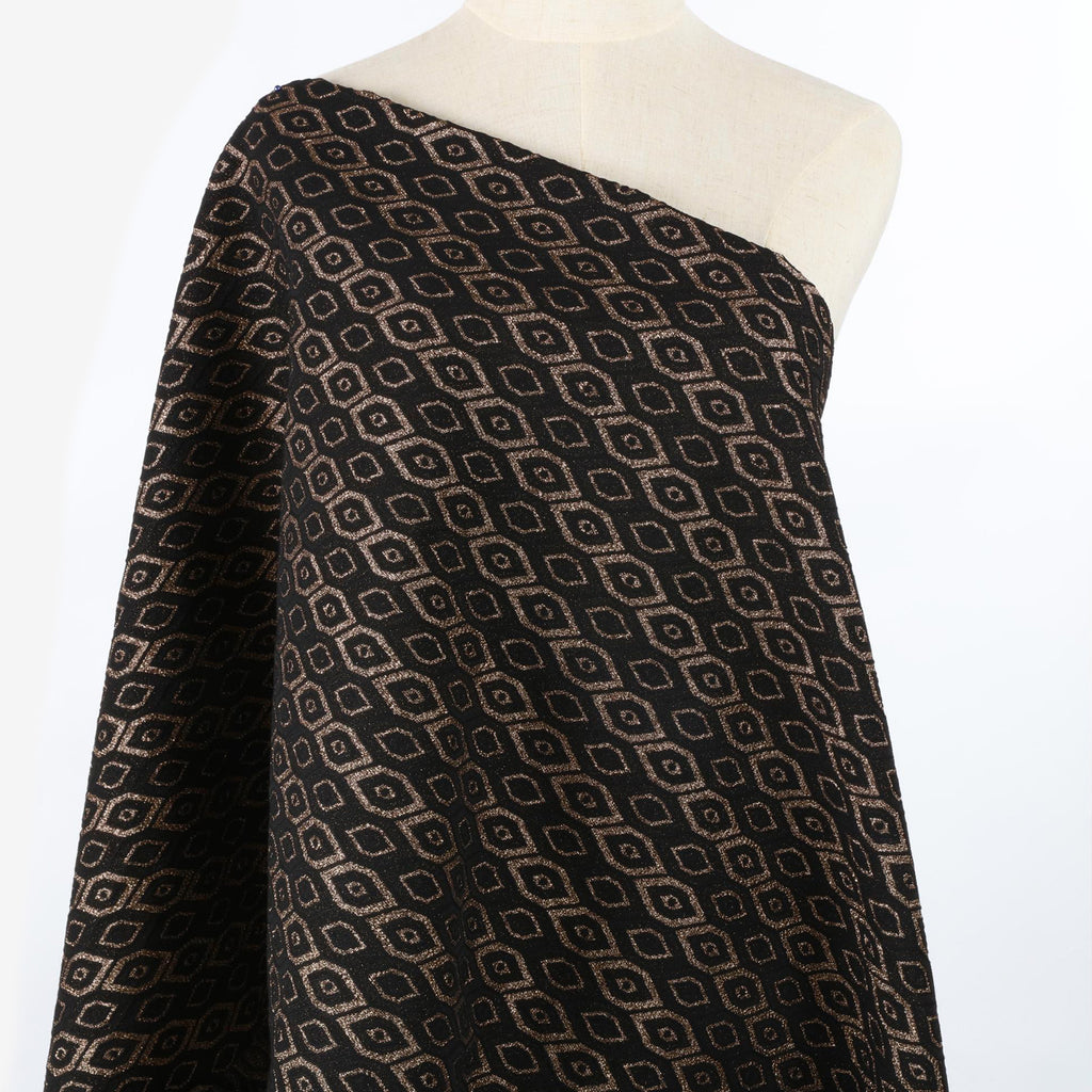 BLACK/GOLD | 25128 - ROME LUREX STRECTH WOVEN JACQUARD - Zelouf Fabrics