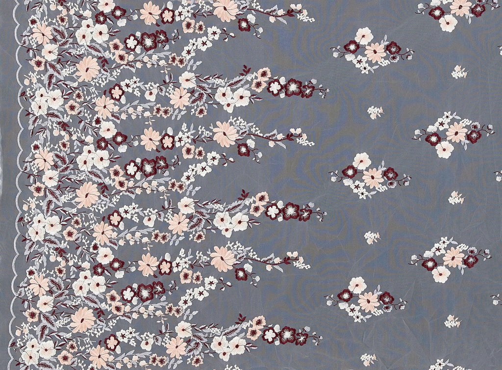 ULM LET IT GROW FLORAL EMB ON MESH  | 25130  - Zelouf Fabrics