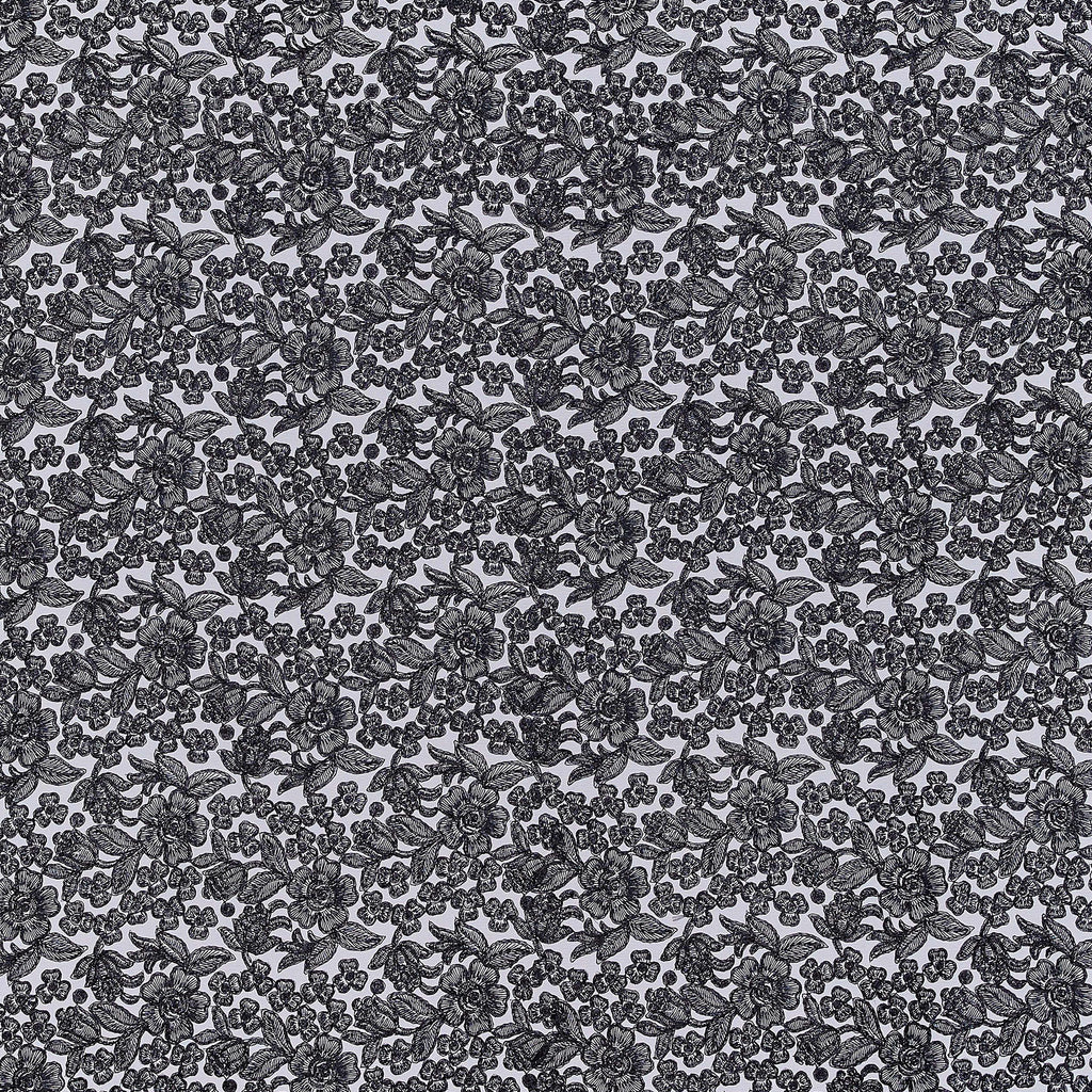 BLACK COMBO | 25146 - VERSAILLES METALLIC CORDING EMB MESH - Zelouf Fabric