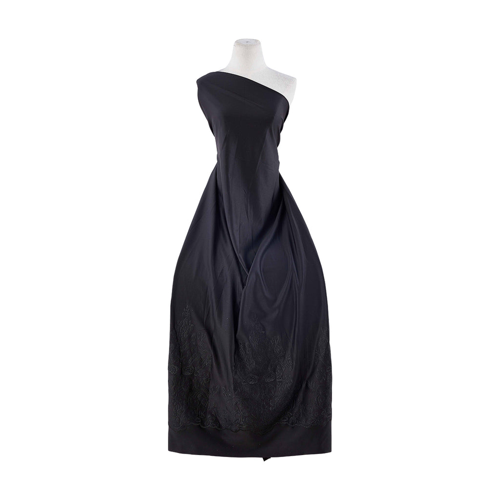 BLACK | 25152-SCUBA - VITORIA SINGLE BORDER EMB SCUBA CREPE - Zelouf Fabrics