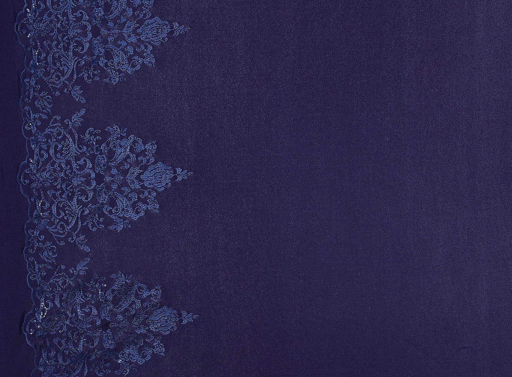 NAVY DELIGHT | 25152-SCUBA - VITORIA SINGLE BORDER EMB SCUBA CREPE - Zelouf Fabrics