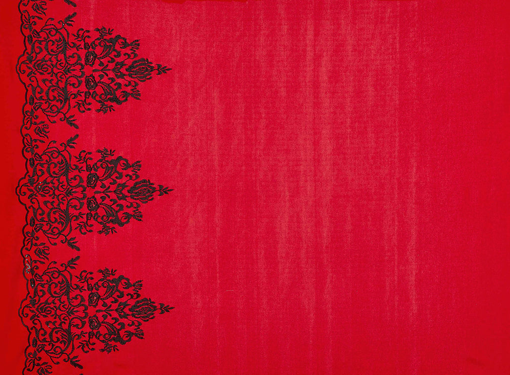 RUBY DELIGHT | 25152-SCUBA - VITORIA SINGLE BORDER EMB SCUBA CREPE - Zelouf Fabrics