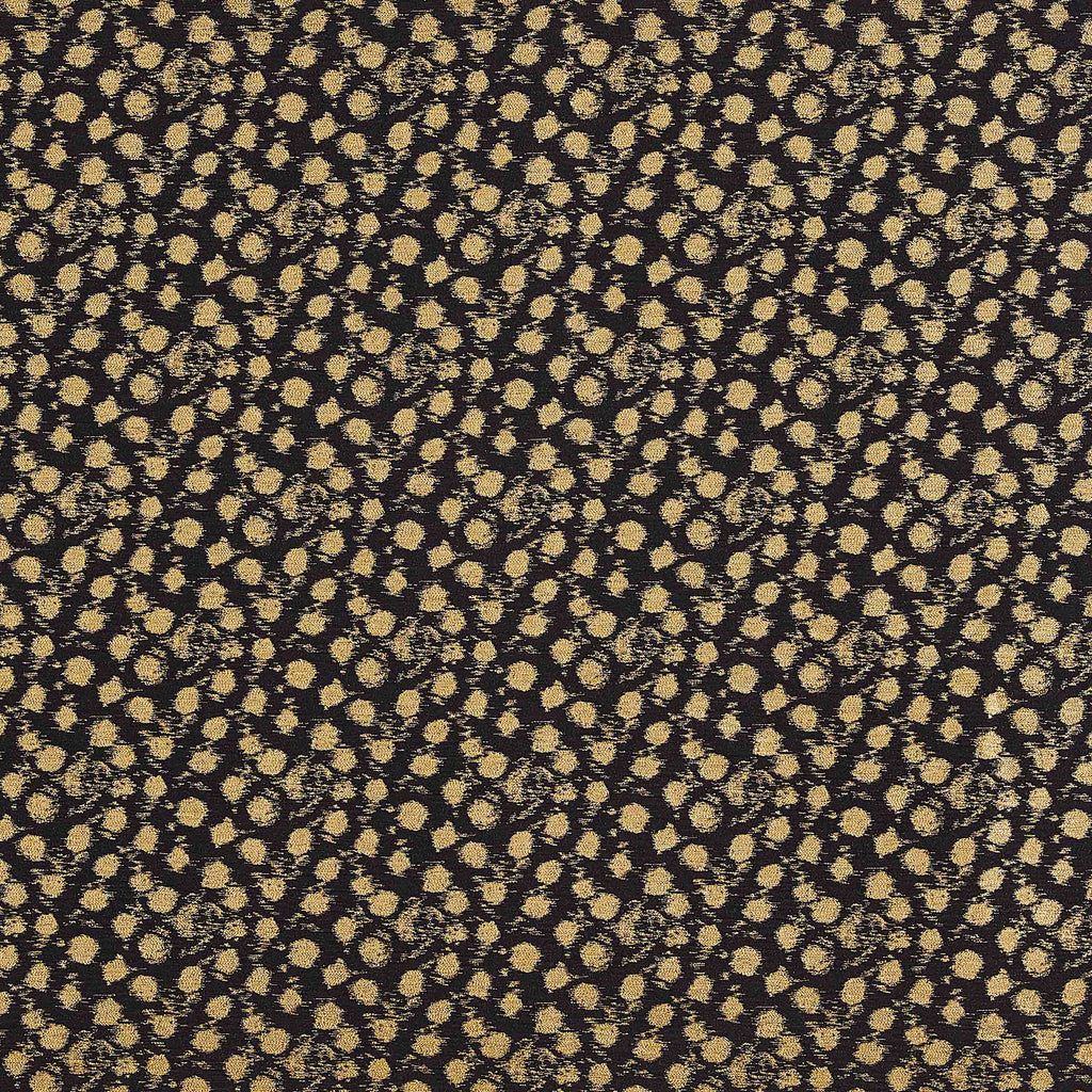 BLACK/GOLD | 25157 - MUMBAI STRETCH DOT LUREX WOVEN JACQUARD - Zelouf Fabric