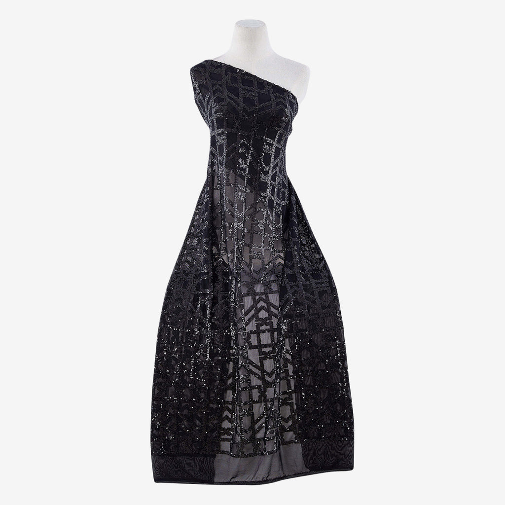 BLACK/BLACK | 25165 - BALVE SEQUIN EMBRIODERY - Zelouf Fabrics