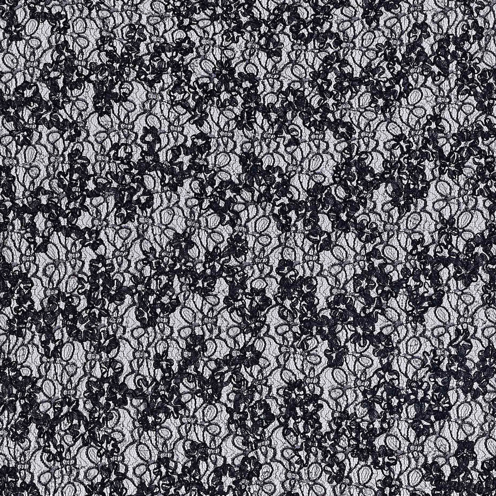 BLACK | 25172 - CAEN RIBBON SOUTACHE ON EYELASH LACE - Zelouf Fabric