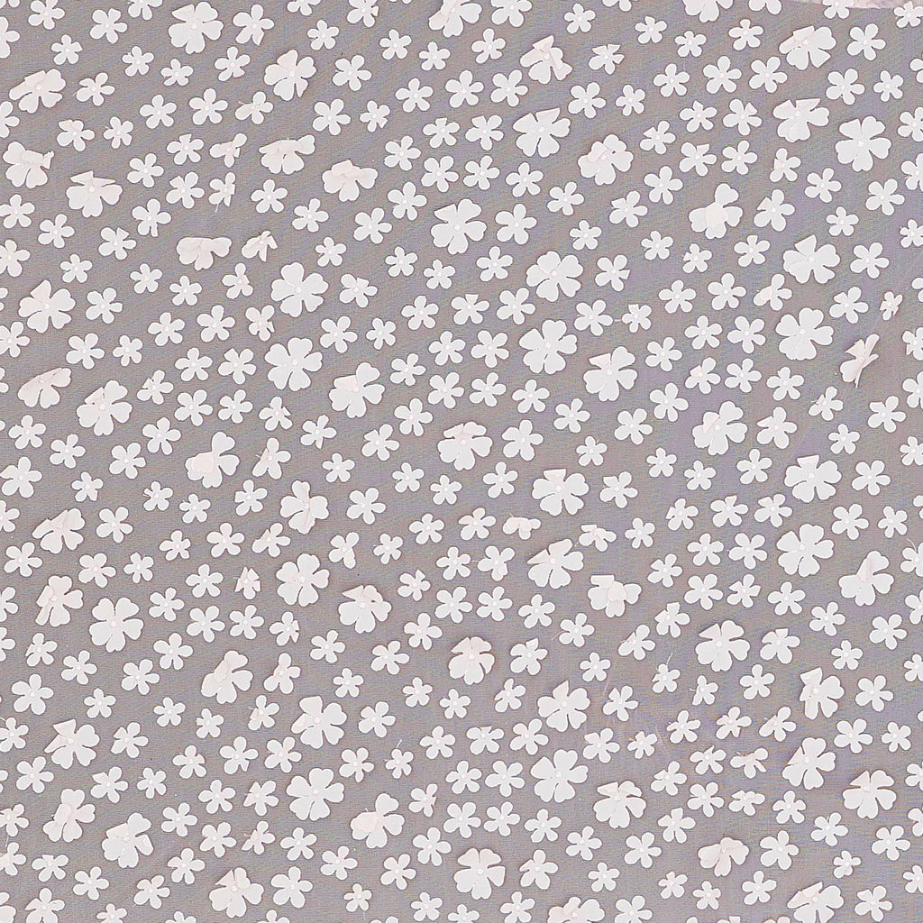 BLUSH MYSTERY | 25186 - ALBI FOIL OUTLINED 3D FLOWER MESH - Zelouf Fabric  