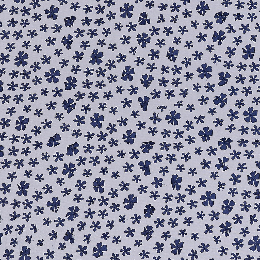 NAVY DELIGHT | 25186 - ALBI FOIL OUTLINED 3D FLOWER MESH - Zelouf Fabric