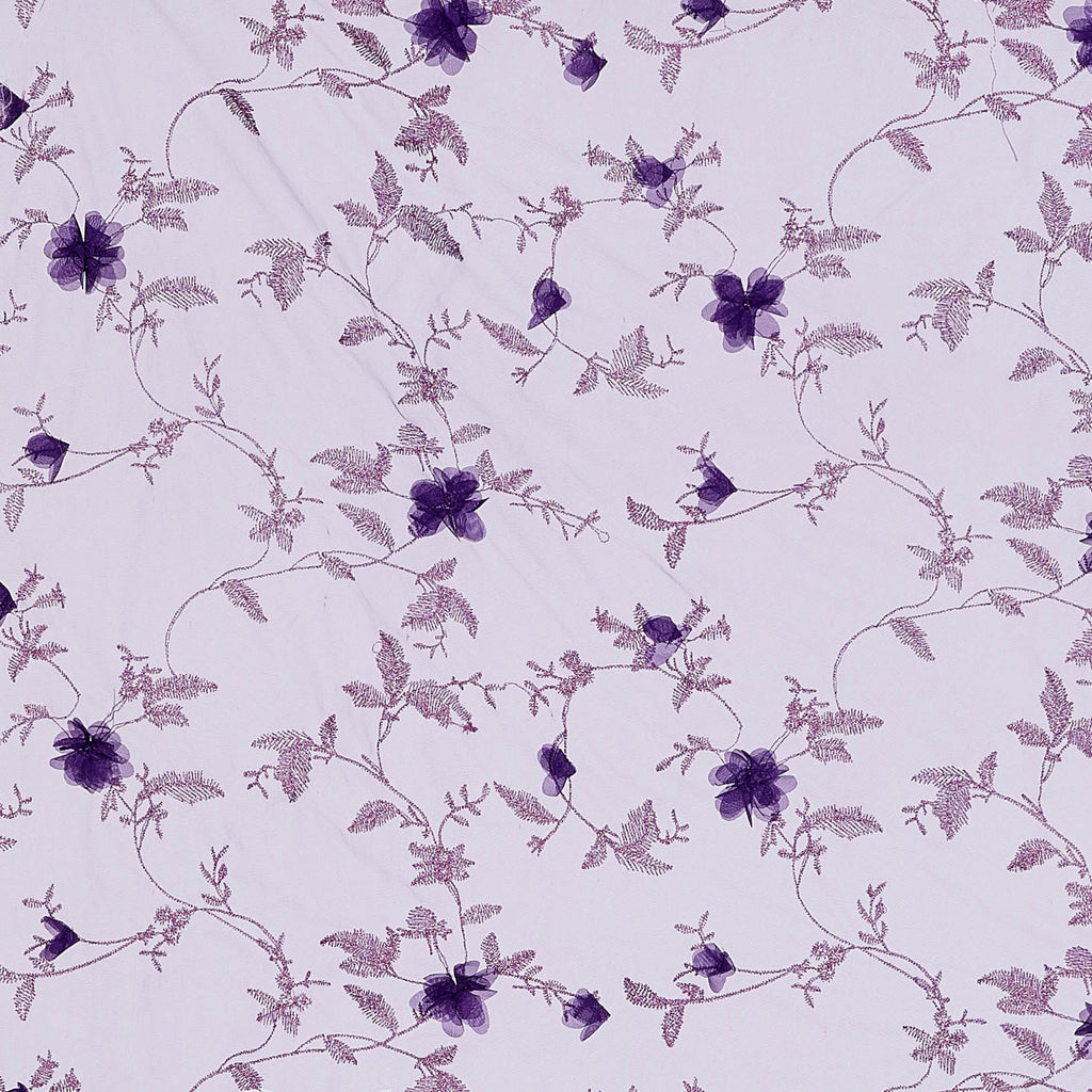 MULBERRY | 25189 - ISLA LUREX W/3D FLOWER MESH - Zelouf Fabric