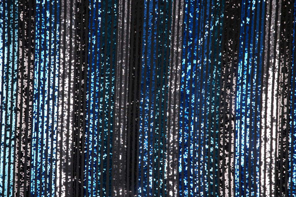 NAVY MULTI | 25196 - PESCARA MULTI COLOR SEQUIN STRIPE - Zelouf Fabrics