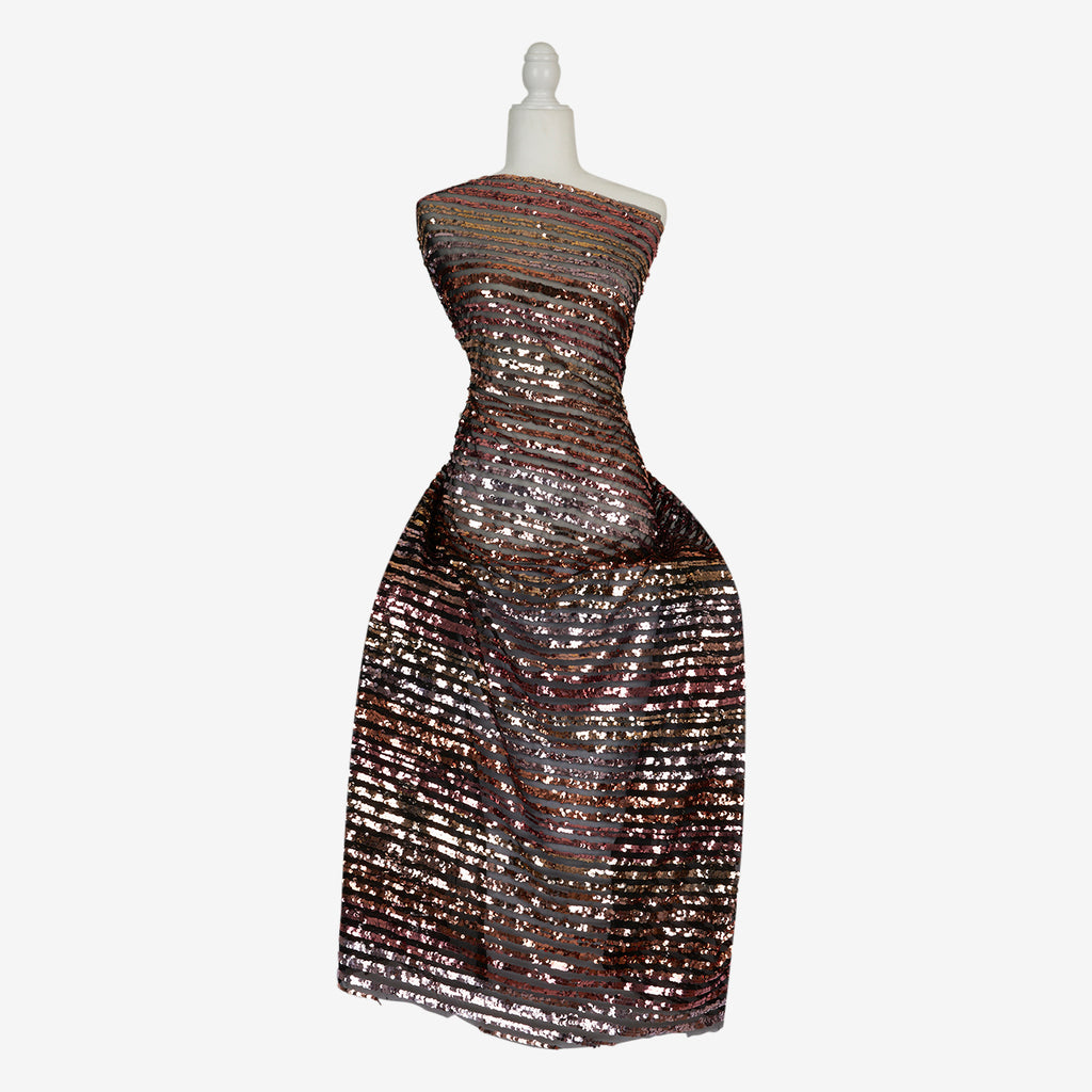ROSE MULTI | 25196 - PESCARA MULTI COLOR SEQUIN STRIPE - Zelouf Fabrics