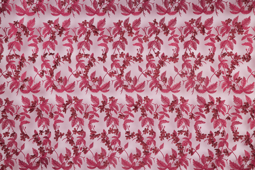 MERLOT/BURGUNDY | 25199 - ALZEY FLORAL EMBRIODERY - Zelouf Fabrics