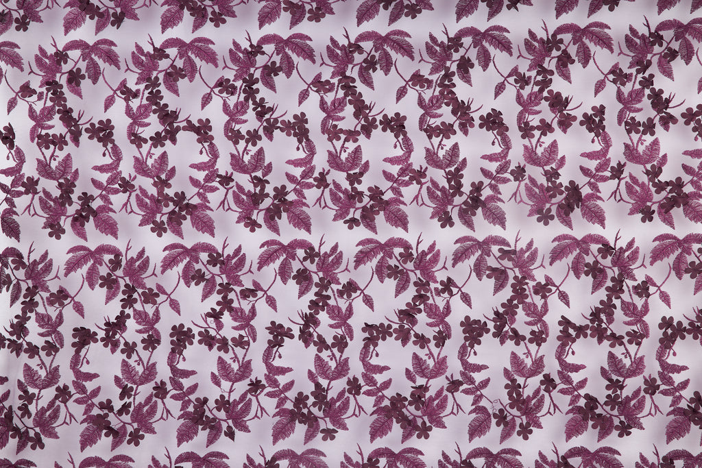 PLUM/SANGRIA | 25199 - ALZEY FLORAL EMBRIODERY - Zelouf Fabrics