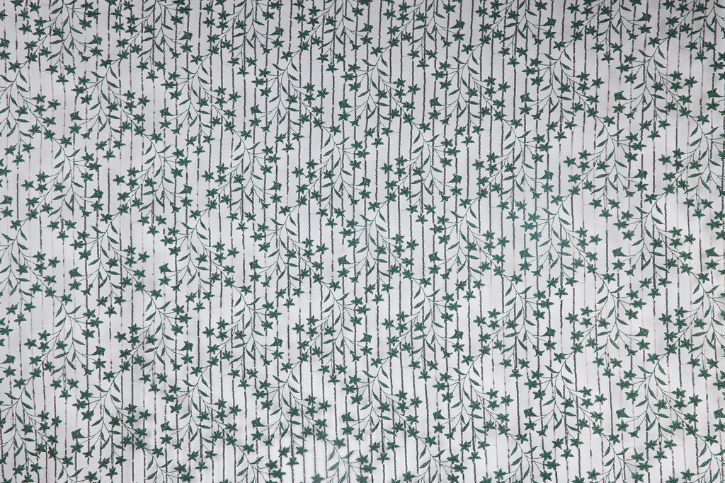 EMERALD | 25211 - ALEXANDRIA VINE SEQUIN FLOWER EMB MESH - Zelouf Fabrics