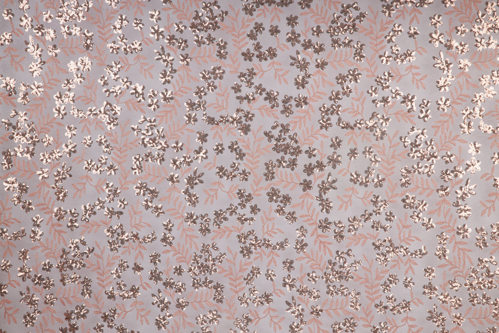 ROSE | 25212 - MONROVIA SEQUIN FLOWER EMB ON LACE MESH - Zelouf Fabrics