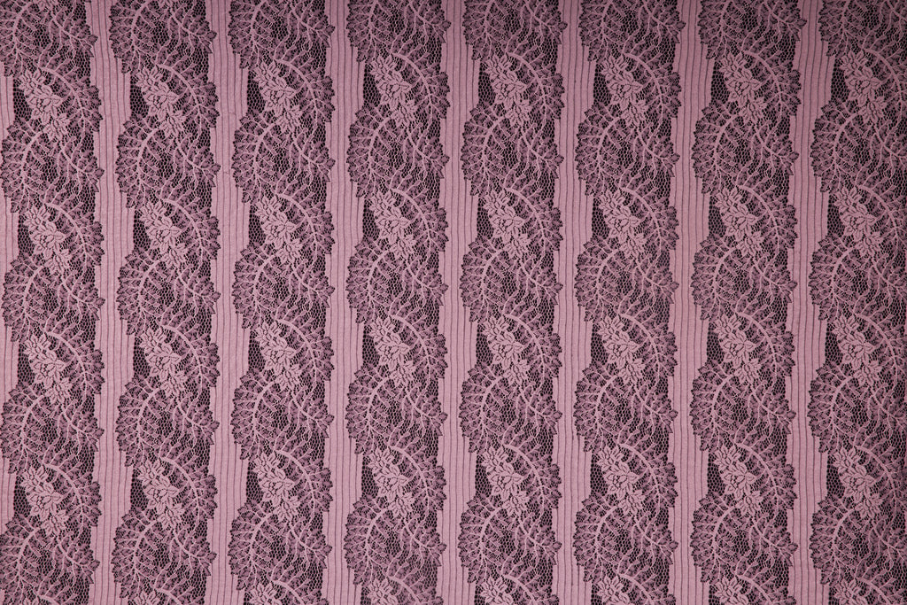 LAVENDER MYSTER | 25217 - KAZAN STRIPE FLORAL LACE - Zelouf Fabrics