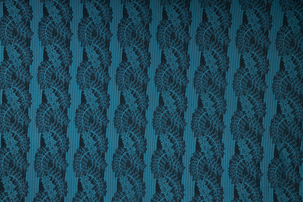 SEA DELIGHT | 25217 - KAZAN STRIPE FLORAL LACE - Zelouf Fabrics