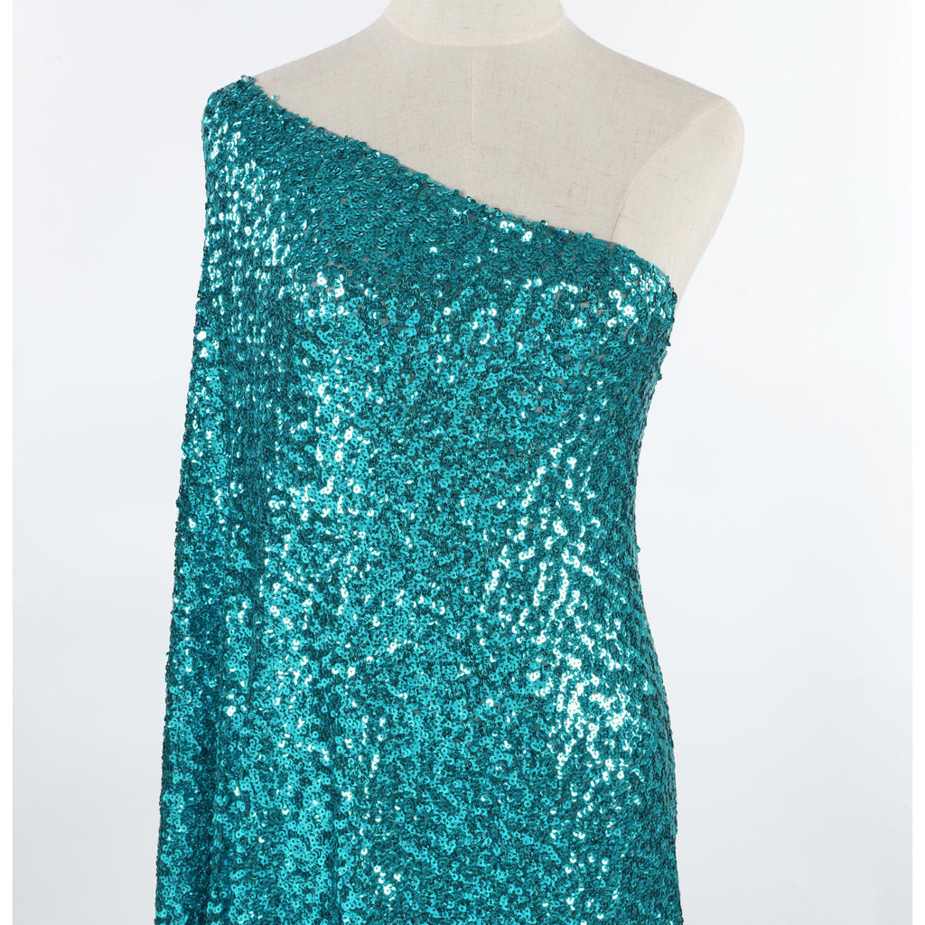 BRILLIANT TURQUOISE | 25219 - TULA FACETED ALL OVER SEQUIN MESH - Zelouf Fabrics