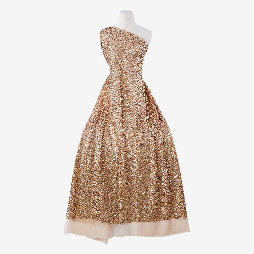 GOLD/NUDE | 25219 - TULA FACETED ALL OVER SEQUIN MESH -  Zelouf Fabrics 
