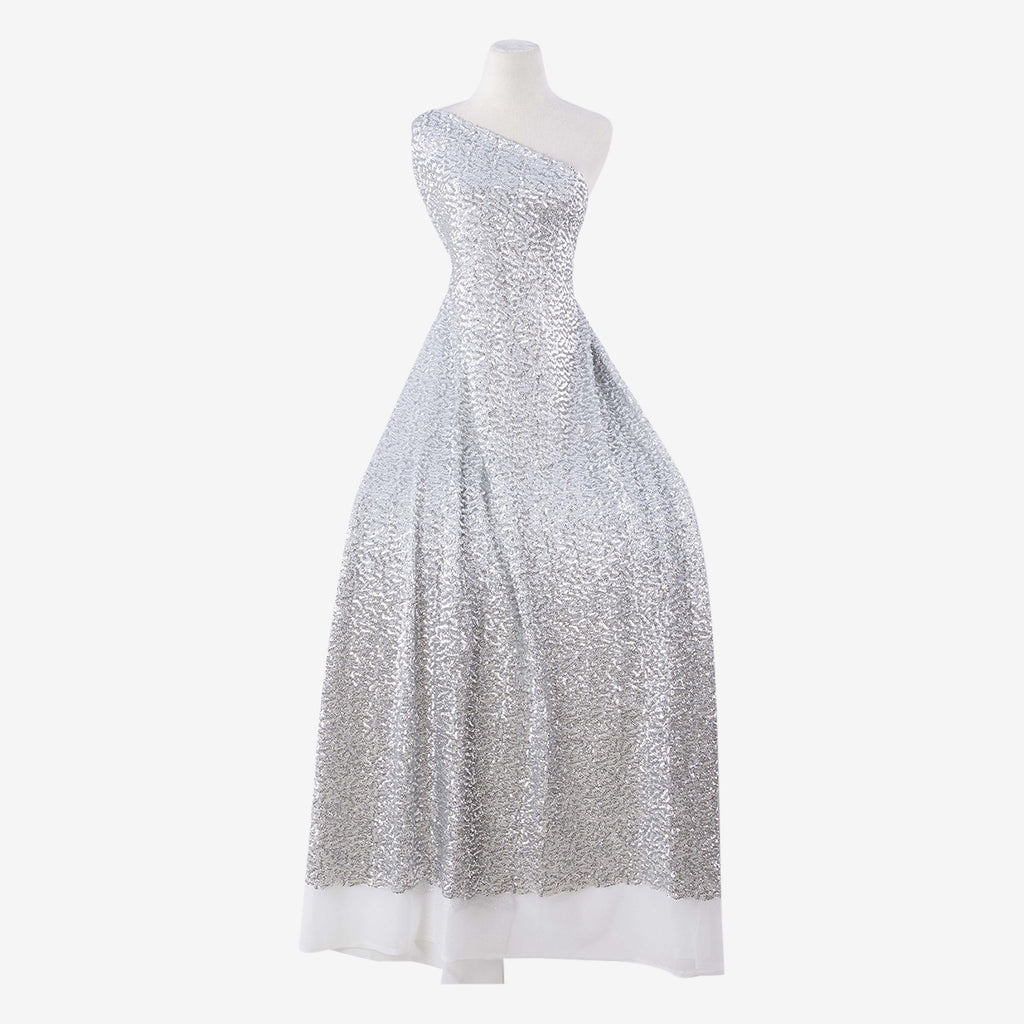 SILVER/WHITE | 25219 - TULA FACETED ALL OVER SEQUIN MESH -  Zelouf Fabrics 