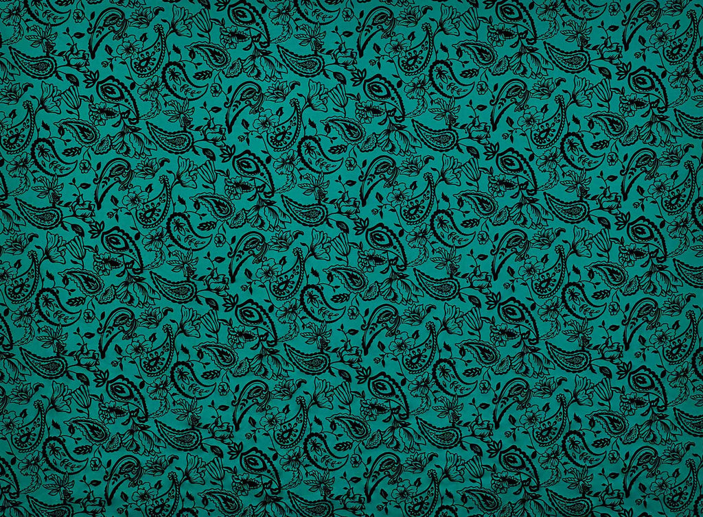 EMERALD/BLACK | 25222-5566 - BLUE MOON FLOCKING SCUBA - Zelouf Fabrics