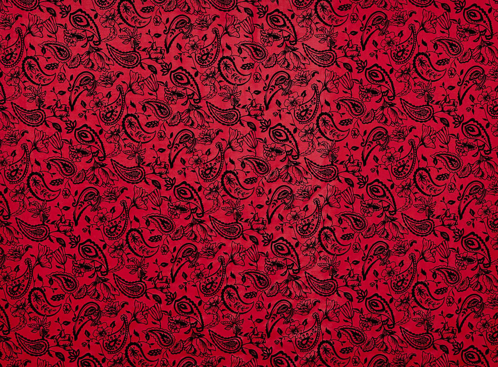 RED/BLACK | 25222-5566 - BLUE MOON FLOCKING SCUBA - Zelouf Fabrics