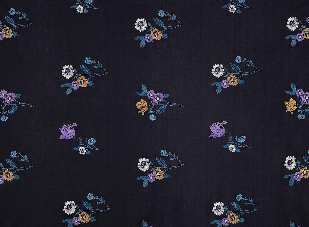 BLACK/SHELL | 25298-5566 - LUNA EMBROIDERY SCUBA - Zelouf Fabrics