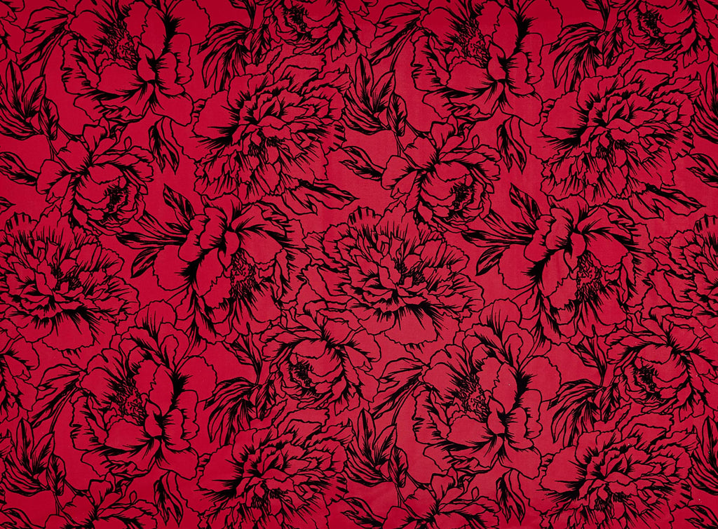 RED/BLACK | 25299-5566 - STRATA GLITTER FLOCK SCUBA - Zelouf Fabrics