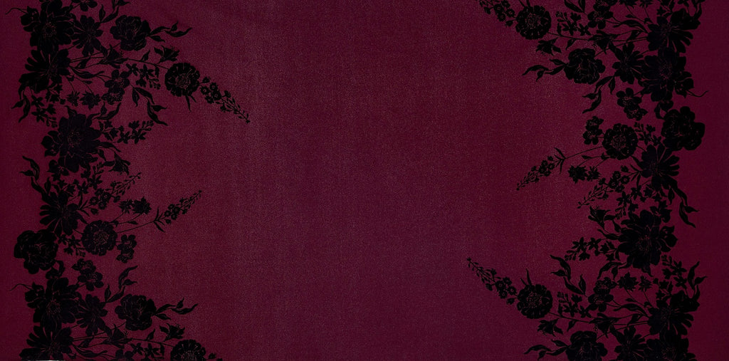 MULBERRY DELIGHT | 25314 - GRETCHEN DOUBLE BOARDER FLOCK SCUBA CREPE - Zelouf Fabric