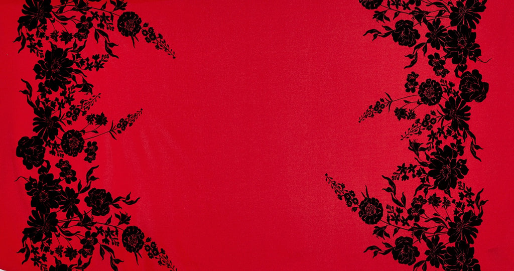 RED DELIGHT | 25314 - GRETCHEN DOUBLE BOARDER FLOCK SCUBA CREPE - Zelouf Fabric
