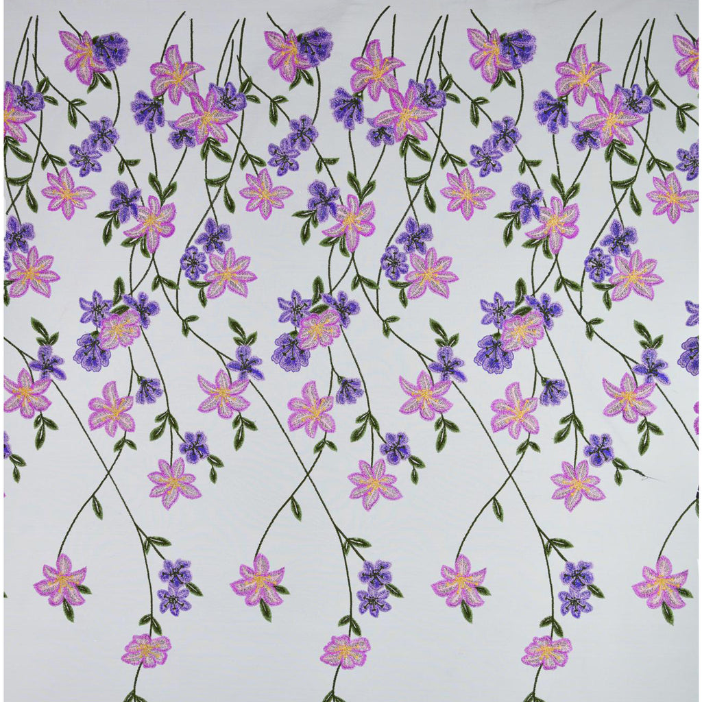 NAVY MULTI | 25352 - ELLEN VINEY FLOWER SINGLE BORDER MESH - Zelouf Fabrics