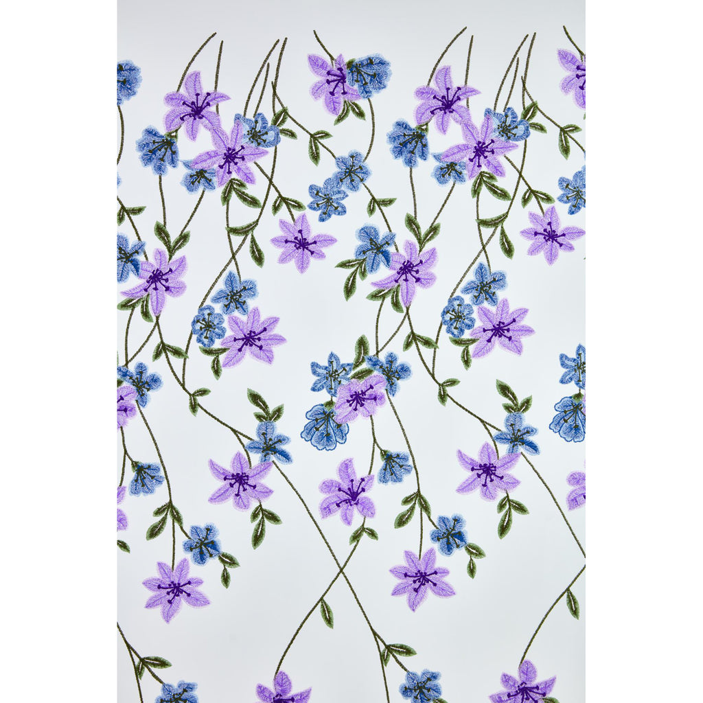 SKY MULTI | 25352 - ELLEN VINEY FLOWER SINGLE BORDER MESH - Zelouf Fabrics