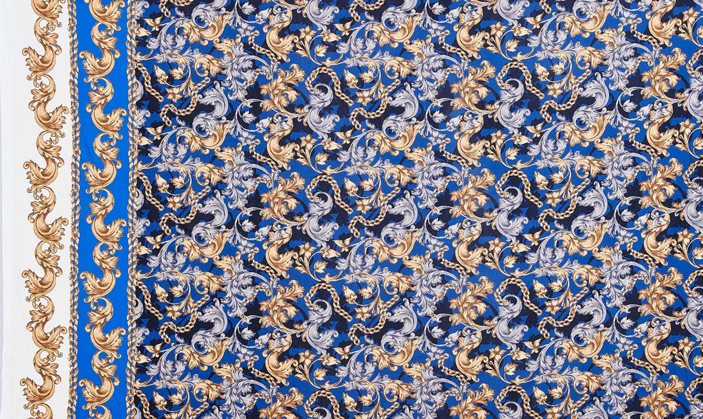 SINGLE BORDER SCROLL PRINT DTY  | 25354-1183DP  - Zelouf Fabrics