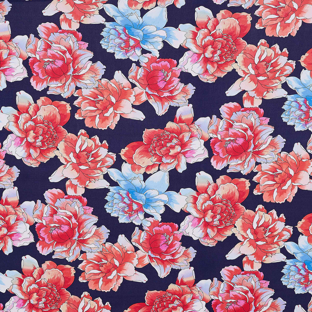 NAVY MULTI | 25379-1181P - SELENA FLORAL PRINT PUFF ITY - Zelouf Fabrics
