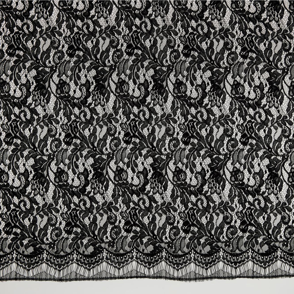 BLACK | 25391 - IMPACT FLORAL CORDED LACE - Zelouf Fabrics