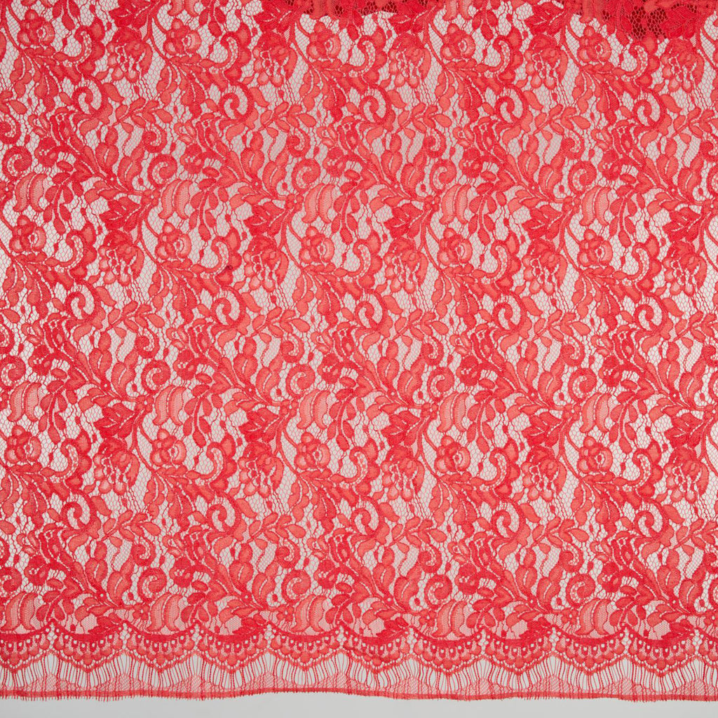 BRILLIANT CORAL | 25391 - IMPACT FLORAL CORDED LACE - Zelouf Fabrics