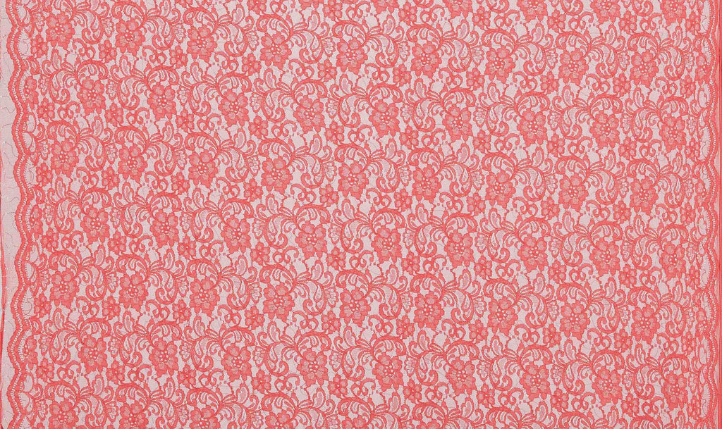 BRILLIANT CORAL | 25398-SEQUIN - BEATRICE FLORAL SEQUIN LACE - Zelouf Fabrics