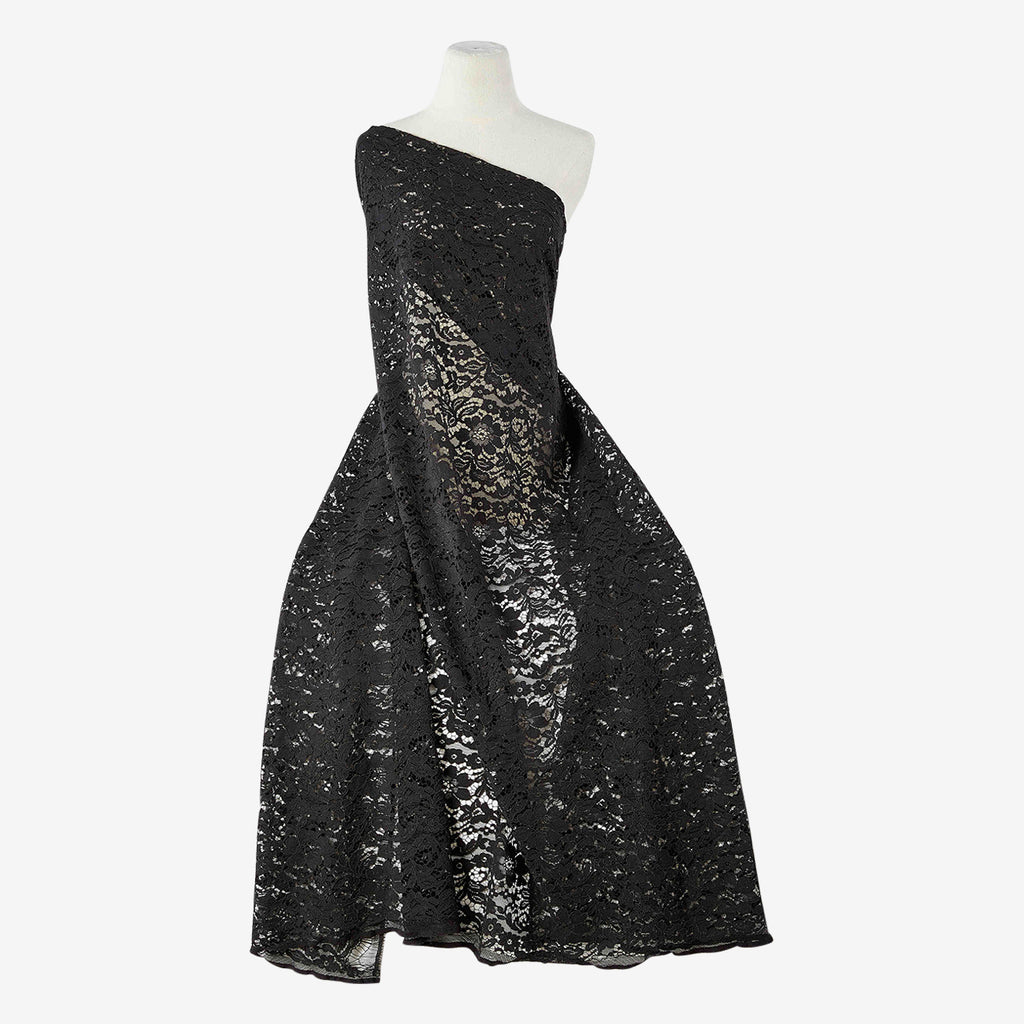 BLACK | 25399 - VICTORIA CORDED LACE [1.6 YD PANEL] - Zelouf Fabrics