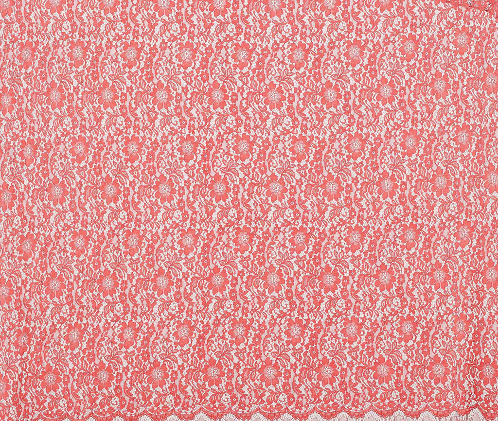 BRILLIANT CORAL | 25399 - VICTORIA CORDED LACE [1.6 YD PANEL] - Zelouf Fabrics
