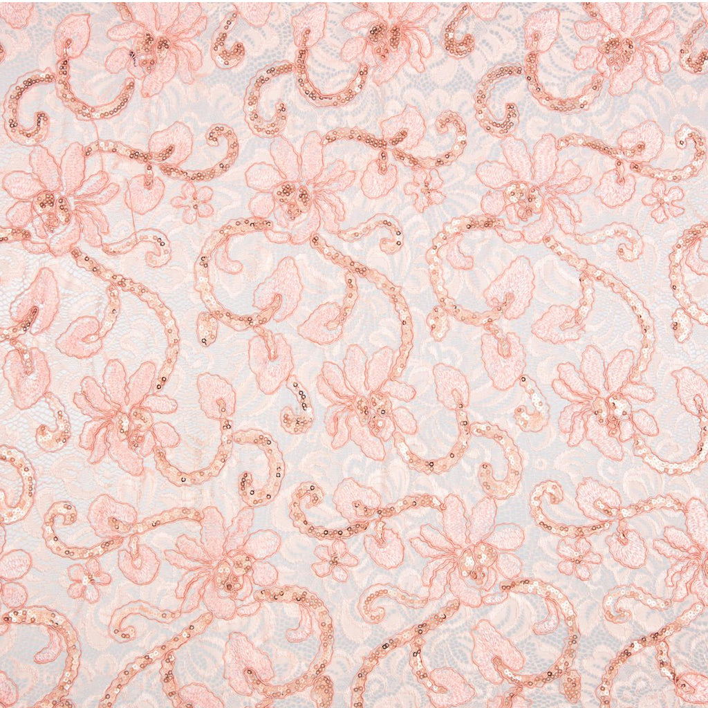 FRANNY FLORAL SEQUIN CORDED STRETCH LACE  | 25400  - Zelouf Fabrics