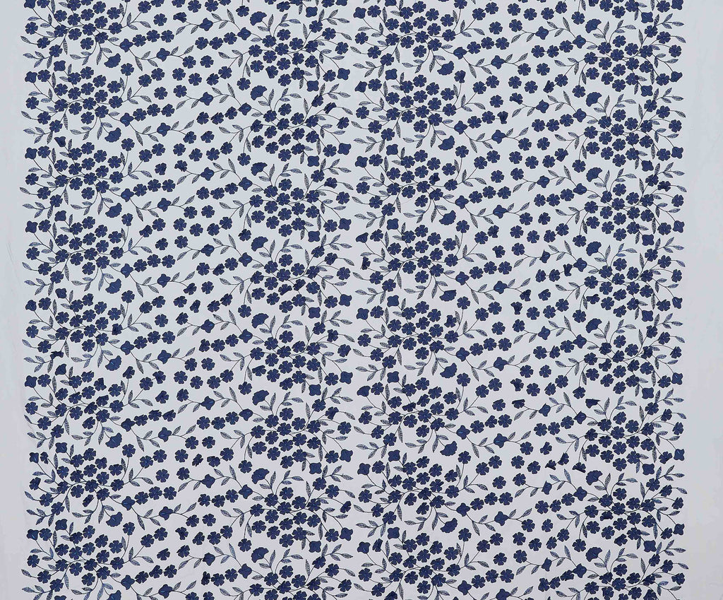 NAVY ALLURE | 25401 - CATHERINE 3D FLOWER EMBROIDERY MESH - Zelouf Fabrics