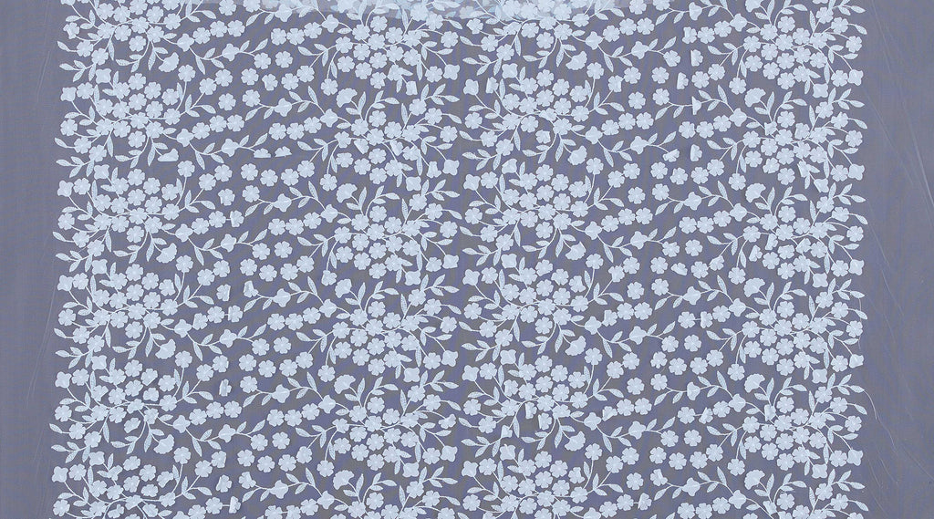 SERENE BLUE | 25401 - CATHERINE 3D FLOWER EMBROIDERY MESH - Zelouf Fabrics