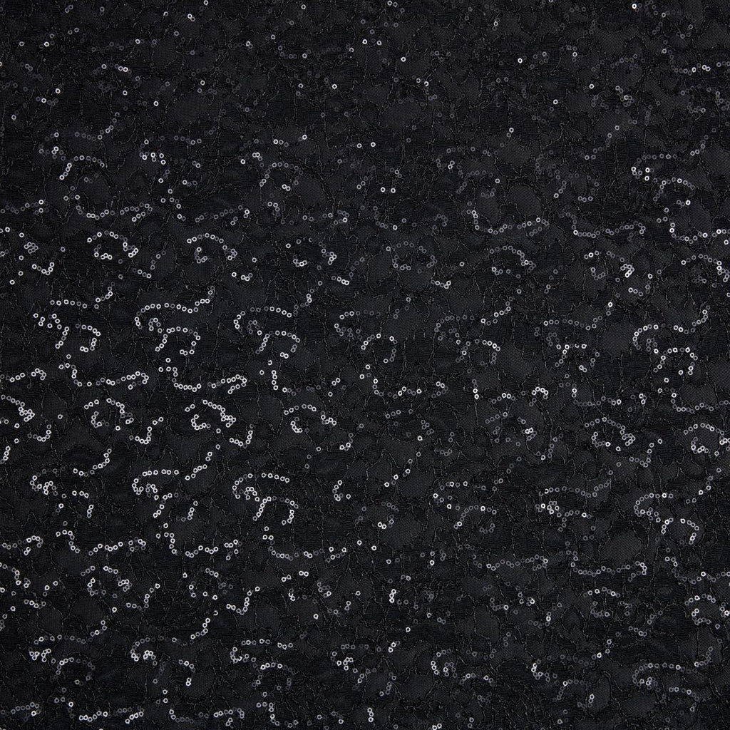 BLACK | 25402-BONDED - ETHEL SEQUIN EMBROIDERY BONDED LACE - Zelouf Fabrics