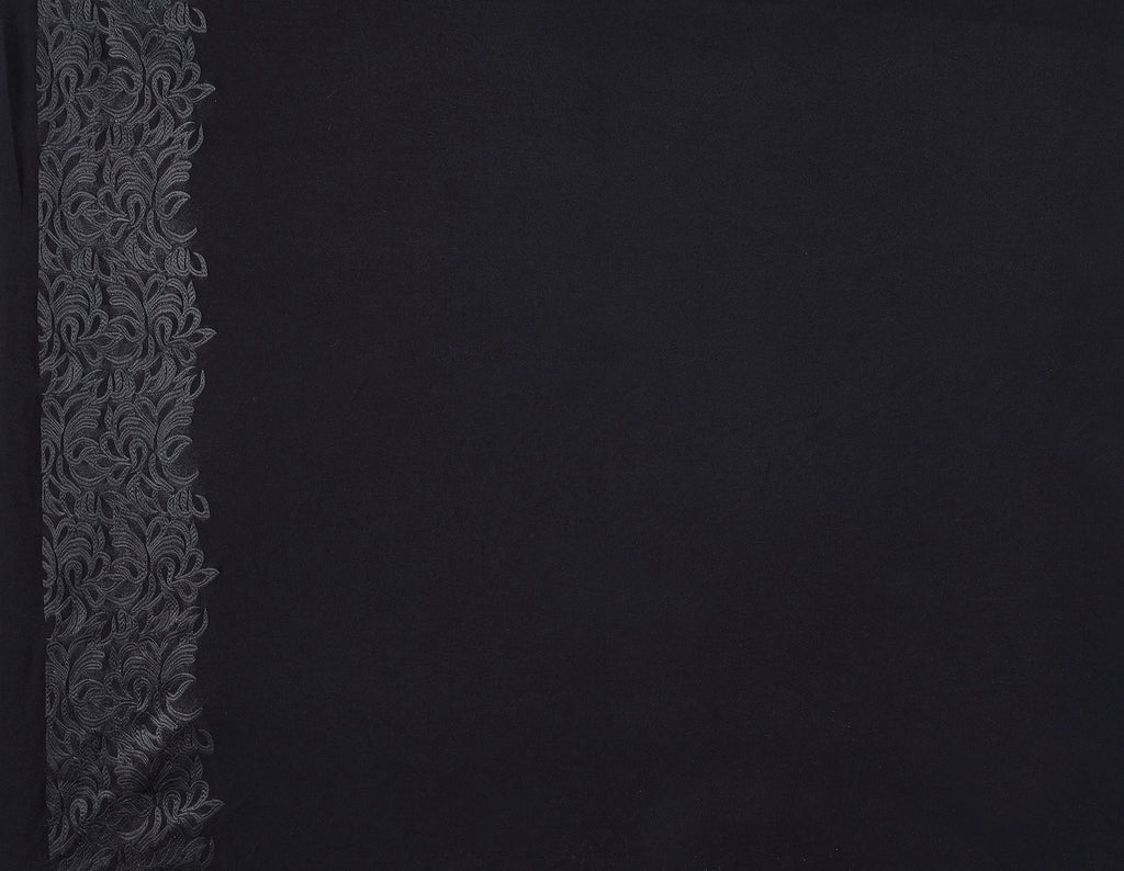 BLACK/ BLACK | 25409-5664 - Floral BORDER SCUBA CREPE EMBROIDERY - Zelouf Fabric