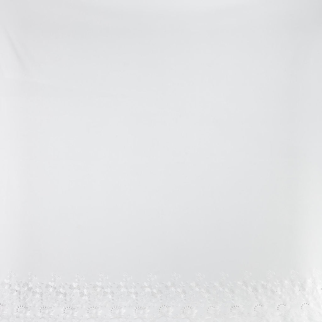 WHITE | 25411 - CARAMEL FLORAL EMBROIDERY SINGLE BORDER SCUBA - Zelouf Fabrics